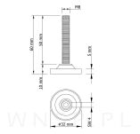 Regulator, nóżka, stopka meblowa M8 X 60 mm - 3