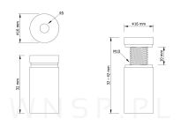 FI 16 X 33 mm- Dystans do szyldów, stal nierdzewna - 2