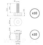 Stopka meblowa regulator do mebli zestaw 10 sztuk, nóżki do mebli M6 z gniazdem - 2