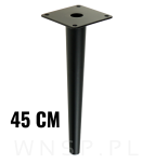 Noga stalowa stożek 45 cm cm, z blachą montażową, czarna matowa - 4