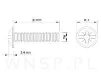 Wkręt M6 X 30 mm, podkładkowy - 3