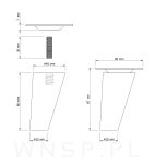 Noga meblowa bukowa skośna, 8 cm surowa z blachą montażową - 2