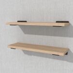 Zestaw 2 półek ściennych w dekorze dębu 500 x 150 x 18 mm, ze wspornikami montażowymi - 4