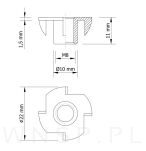 Nakrętka pazurkowa wbijana M8 X 11 mm kłowa 50 sztuk, wbijana do drewna - 2