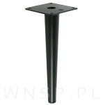 Noga stalowa prosta stożek 23 cm, z blachą montażową, czarna matowa - 6