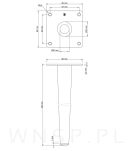 Noga stalowa prosta stożek 23 cm, z blachą montażową, czarna matowa - 2