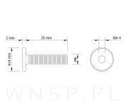 M6 X 25 mm metryczny na imbus 4 mm, czarny - 2