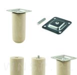 Nóżka bukowa surowa 15 cm, walcowa 45 mm z blachą - 12