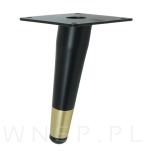 Noga stalowa skośna stożek 13 cm, z blachą montażową, czarna + mosiądz - 4