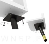 Noga stalowa skośna stożek 13 cm, z blachą montażową, czarna + mosiądz - 6