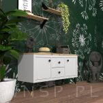 Noga stalowa skośna stożek 13 cm, z blachą montażową, czarna + mosiądz - 5