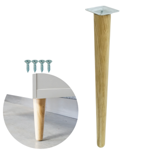 Noga dębowa prosta UNIQ 35 CM z blachą montażową