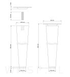 Noga bukowa prosta, stożek 35 cm szary mat z blachą montażową - 2