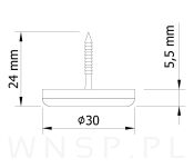 Ślizgacz teflonowy fi 30 mm - 2