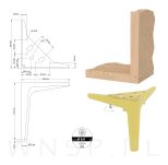 Noga meblowa typ V 18 CM mosiądz, złota - 5