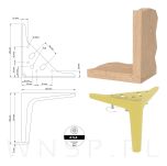 Noga meblowa typ V 15 CM mosiądz, złota - 6