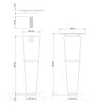 Noga bukowa prosta, stożek 35 cm biała z blachą montażową - 2