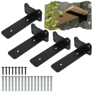 Zestaw 4 nowoczesnych wsporników do półki meblowej 125 mm, czarny