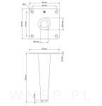 Noga stalowa prosta stożek 13 cm, z blachą montażową, czarna matowa - 2