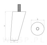 Zestaw nóżki skośne 15 CM, białe, ze szpilką M8 X 25 MM + Blachy - 12