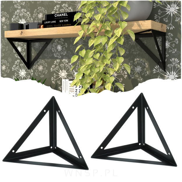 Wspornik do półki ściennej 2 sztuki 150 x 150 mm, czarny