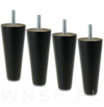 Noga bukowa prosta, stożek 10 cm, czarna ze szpilką M8 x 25 mm - 5
