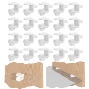 Biała podpórka do półki szklanej 20 sztuk, wspornik półki, podpórka na bolec Ø 5 mm