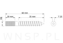 M8 X 60 mm, szpilka dwustronna - 3