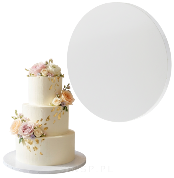 Podkład pod tort Ø 35 cm okrągły, dekoracja na urodziny gruby sztywny biały