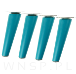 Noga meblowa bukowa skośna, 45 cm turkusowa z blachą montażową - 9