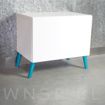 Noga meblowa bukowa skośna, 45 cm turkusowa z blachą montażową - 8