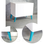 Noga meblowa bukowa skośna, 45 cm turkusowa z blachą montażową - 3