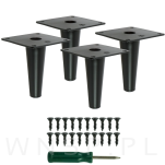 Nogi stalowe proste 10 cm, zestaw z wkrętami, czarne matowe - 5