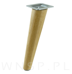 Noga dębowa skośna, stożek 35 cm lakierowana z blachą montażową - 4