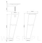 Noga dębowa skośna, stożek 35 cm lakierowana z blachą montażową - 3