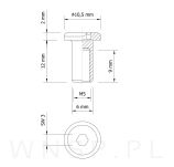 M5 X 12 mm, nakrętka Ericson płaska, stal nierdzewna - 3