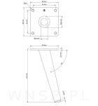 Noga stalowa skośna stożek 15 cm, z blachą montażową, czarna matowa - 2