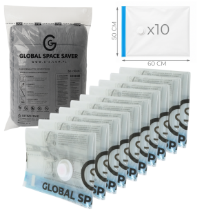 10 SZT. WORKÓW PRÓŻNIOWYCH 60 x 50 CM, WORKI NA UBRANIA POŚCIEL MOCNE GRUBE