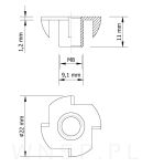 Nakrętka pazurkowa M8 x 11 mm, kłowa stalowa 100 sztuk kotwa wbijana do drewna - 2