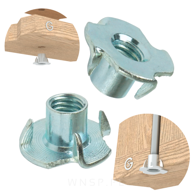 Nakrętka pazurkowa M8 x 11 mm, kłowa stalowa 100 sztuk kotwa wbijana do drewna