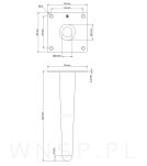 Noga stalowa prosta stożek 23 cm, z blachą montażową, złota - 2