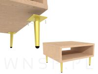 Noga stalowa prosta stożek 23 cm, z blachą montażową, złota - 8