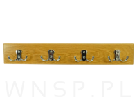 Wieszak ścienny na ubrania, z 4 haczykami, dąb lakier bezbarwny - 5