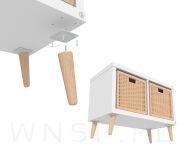 4x Noga bukowa skośna UNIQ 15 CM z blachą montażową - 6