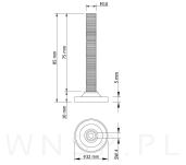 Regulator, nóżka, stopka meblowa M10 X 85 mm - 3