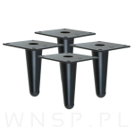 Noga stalowa prosta stożek 10 cm, z blachą montażową, czarna matowa - 4