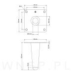 Noga stalowa prosta stożek 10 cm, z blachą montażową, czarna matowa - 6