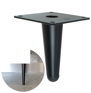 Noga stalowa prosta stożek 10 cm, z blachą montażową, czarna matowa