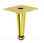 Noga stalowa prosta stożek regulowana 10 cm, z blachą montażową, złota - 3
