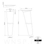 Noga bukowa skośna UNIQ 25 cm z blachą montażową, orzech - 2